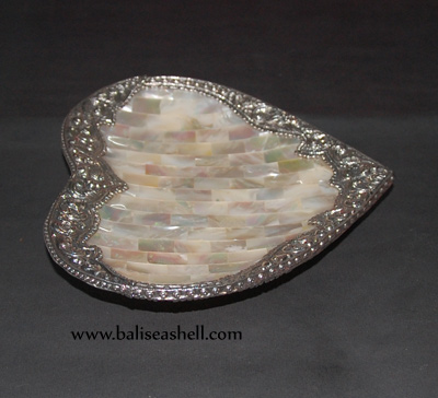Love Small Mosaic Shell Bowl with Silver