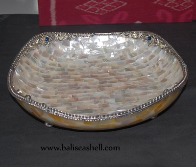 Mother of Pearl Shell Bowl with Silver