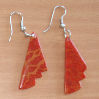 Red Coral Earring Art Crafts