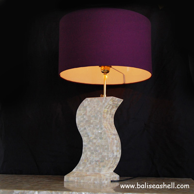 White MOP Pearl Shell Table Lamp Art