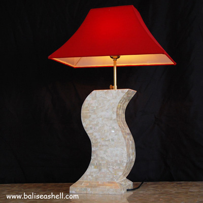 White MOP Pearl Shell Table Lamp Art